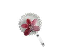 1pc Resin Orchid ID Badge Work Certificate Retractable and Pull-Off for Key Ring Id Card(R41-03)