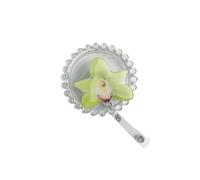 1pc Resin Orchid ID Badge Work Certificate Retractable and Pull-Off for Key Ring Id Card(R41-04)