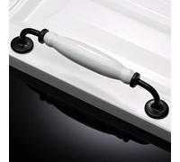 1pc Retro Ceramic Drawer Pull Handle Cabinet Kitchen Furniture Door Cupboard Knob Vintage White Black Single/Double Hole Decor(1011H 160mm)