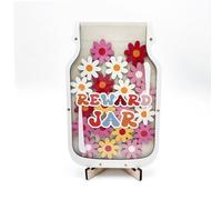 1Pc Reward Jar Star Jar Reward System Wooden Colorful Flower Reward Jar Good Behaviour Chart Reward Pot for Home School Classroom Teacher Parent