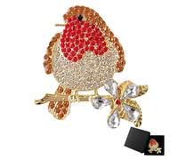 1Pc Rhinestone Robin Brooch Gift Box, Elegant Brooch Pin Badge for Clothing Accessories Handbags and Hats, Stylish Brooches For Women, Unique Robin Pin Badge Jewelry for Daily Wear
