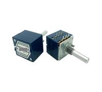 1pc RK27 Dual-unit Serrated Volume Rotary Potentiometer 5kX2 10k 20k 50K 100K 250k 500k Round/Flat Shaft 6Pin Leng 25mm NWPNLXEA(500K Ohm)