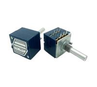 1pc RK27 Dual-unit Serrated Volume Rotary Potentiometer 5kX2 10k 20k 50K 100K 250k 500k Round/Flat Shaft 6Pin Leng 25mm(250K OHM)
