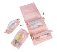 1PC Roll up Makeup Bag, 4-in-1 Detachable Roll up Toiletry Bag, Large Capacity Hanging Makeup Organizer, Portable Zipper Cosmetic Travel Bag for First Aid, Personal Care