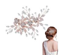 1Pc Rose Gold Wedding Hair Clip Hair Accessories for Women Elegant Design Handmade Flower Rhinestone Headpiece Hair Pins for Girls Firmly Fixed Pink Hair Clips for Wedding