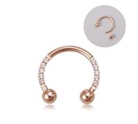 1pc Rose Golden Stainless Steel Septum Rings Septum Jewelry Nose Rings Hoop 18G Clear CZ Horseshoe Daith Earrings Tragus Piercing Jewelry Body Piercing Jewelry Women Men