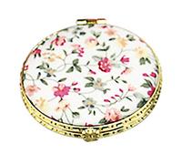 1Pc Round Pocket Folding Makeup Vintage Double Sides Floral Printed