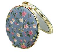1Pc Round Pocket Folding Makeup Vintage Double Sides Floral Printed Vanity with Led Lights
