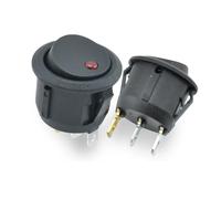 1pc Round Type Plastic Rocker Switch with Dot LED Illuminate Eye Boat Rocker switch ON-OFF 6A 250V Push Button Switch(Red LED,220V)