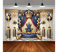 1pc Royal Party Background Banner - Grand crown and throne design home and garden decoration