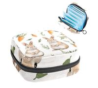 1Pc Sanitary Napkin Storage Bag, Large Sanitary Pad Organiser Reusable First Period Bag for Girls Women Ladies - 17 x 17 x 12 cm/Rabbit and Carrot Vintage Pattern