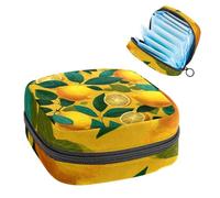 1Pc Sanitary Napkin Storage Bag, Large Sanitary Pad Organiser Reusable First Period Bag for Girls Women Ladies - 17 x 17 x 12 cm/Seamless Tropical Citrus Lemon Fruits
