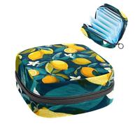 1Pc Sanitary Napkin Storage Bag, Large Sanitary Pad Organiser Reusable First Period Bag for Girls Women Ladies - 17 x 17 x 12 cm/Tropical Citrus Lemon Fruits