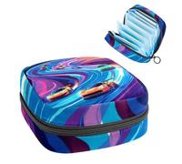 1Pc Sanitary Napkin Storage Bag, Large Sanitary Pad Organiser Reusable First Period Bag for Girls Women Ladies - 17 x 17 x 12 cm/Race Cars on Bright The Racing Track