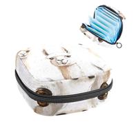 1Pc Sanitary Napkin Storage Bag, Large Sanitary Pad Organiser Reusable First Period Bag for Girls Women Ladies - 17 x 17 x 12 cm/Watercolour Llama Alpaca Pattern
