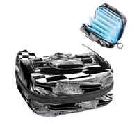 1Pc Sanitary Napkin Storage Bag, Large Sanitary Pad Organiser Reusable First Period Bag for Girls Women Ladies - 17 x 17 x 12 cm/Black and White Racing Car with Finish Checkered Flag