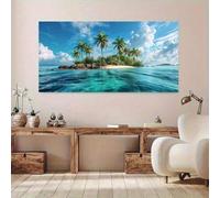 1pc Scenery Tropical Island,Vibrant Coastal Beach Wall Decor For Living Room, Bedroom, Modern Classic Style Print 55x110cm Frameless