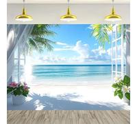 1pc Seaside Style Tropical Beach Window Background Power Not Required Very Suitable for Ordinary Party Families and Walls