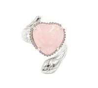 1pc Serpentine Heart Shaped Stone Ring Men's And Women's Handmade Ring