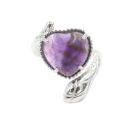 1pc Serpentine Heart Shaped Stone Ring Men's And Women's Handmade Ring