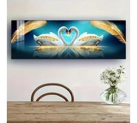 1pc set of art decoration modern canvas wall art, white swan water spray oil painting poster, animal print landscape t 20x60cm frame