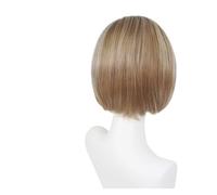 1pc Short Bob Wigs Synthetic Straight Wig For Women Heat Resistant Mixed Blonde With Bangs Mommy Hairstyle Drag Queen