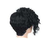 1pc Short Curly Wigs For Black Women Natural Looking Wavy With Bangs Side Part Synthetic Hair Fashion