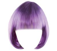 1PC Short Wigs, 9.8 Inch Natural Looking Bob Wig, High Temperature Silk Bob with Bangs, Purple with Bangs for Women Girls Cosplay.