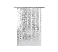 1PC Shower Curtain with Hooks PVC Resistant 3D White Semi Transparent Pebble Design Bathroom Decor for Home Hotel Dorm (White)