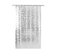 1PC Shower Curtain with Hooks PVC Resistant 3D White Semi Transparent Pebble Design Bathroom Decor for Home Hotel Dorm (White)