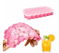 1pc Silicone Ice Cube Tray, 37-Grid Hexagon Honeycomb Ice Mold for Whiskey, Cocktails, Juice and Cold Drinks, Flexible Easy Release Freezer Tray for Home Kitchen Use，pink