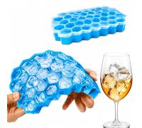 1pc Silicone Ice Cube Tray, 37-Grid Hexagon Honeycomb Ice Mold for Whiskey, Cocktails, Juice and Cold Drinks, Flexible Easy Release Freezer Tray for Home Kitchen Use，blue