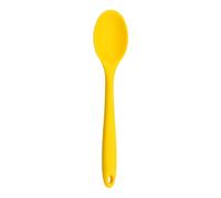 1Pc Silicone Nonstick Spoon,Hygienic Design,Heat Resistant Food Grade Kitchen Cooking Utensil Tool,for Cooking Mixing,Stirring,Baking,Serving Small Round Dinner Table Set for 4 (Yellow, 20.5x4.5CM)