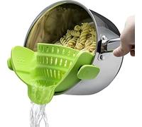 1pc,Silicone Pot Strainer, Adjustable Snap On Strainer for Pots Pans and Bowls-Hand Held Pot Drainer, Food Strainers, Essential Kitchen Finds and Cooking Tool-Easy to Use, Space-Saving Design, Green