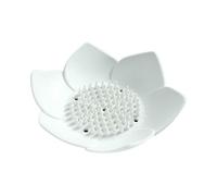 1Pc Silicone Soap Box Lotus Shape Non-slip Portable Holder Water Draining Solid Color Draining Soap Dish Bathroom Accessories (white)