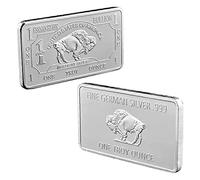 1pc Silver Bar Uncirculated Rectangle Electroplated Buffalo Embossed Pattern Bullion Coin for Souvenir Collection