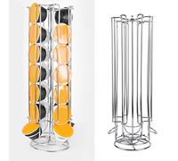 1pc silver Coffee Pod Holder Tower Stand Rack Revolving Rotating 28 Capsules Coffee Capsule Organizer for Dolce Gusto 360-Degree Rotation Elegant Coffee Pod Dispenser