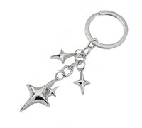1Pc Silver Cute Star Moon Keychain Aesthetic Accessories Stainless Steel Key Ring Purse Handbag Backpack Bag Charms Car Holder Convenient to Carry Decoration Small in Size,Keyrings and Charms