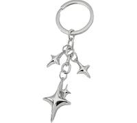 1Pc Silver Cute Star Moon Keychain Stainless Steel Key Ring Purse Handbag Backpack Bag Charms Car Holder Convenient to Carry Decoration Small in Size,Keyrings and Charms Aesthetic Accessories, Silver