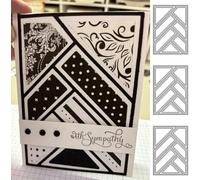 1Pc Silver Cutting Dies for Card Making Rectangle Triangle Background Metal Die Cuts Hollow Frame Embossing Template for DIY Scrapbooking Craft Album Decor Die Cuts Embossing