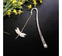 1Pc Silver Dragonfly Luminous Metal Bookmark | Retro Feather Design Glow-in-The-Dark Bookmark | Ideal Gift for Readers, Teachers & Adults | Book Accessory & Office Supply | Decorative Book Marker