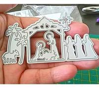 1Pc Silver Holy Nativity Scene Metal Jesus Cutting Dies Scrapbooking Craft The Cuts Create Embossing Paper Art Thin Card Making Stencil, Scrapbooking Stamping Cutting Dies