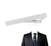 1Pc Silver Tie Clips for Men Stainless Steel Silver Necktie Pin Classic Grid Style Tie Bar Pinch Clips Smart Business Man Dad Boyfriend Husband Gift for Fathers Day Wedding Birthdays Ect