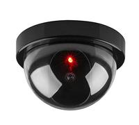 1Pc Simulation Camera Fake Dummy Dome Surveillance Security Camera Flashing Red Light (Black)