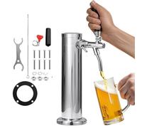 1pc Single Tap Beer Tower Adjustable Flow Kegerator Tower 3’’ Flange Beer Dispenser with Pre-Assembled Line