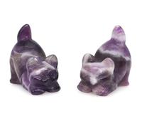 1PC Sitting Cat, Sleep Cat Natural Crystal Carving Gift for Souvenir Healing Stone Animal Home Decor Stone
