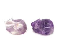 1PC Sitting Cat, Sleep Cat Natural Crystal Carving Gift for Souvenir Healing Stone Animal Home Decor Stone