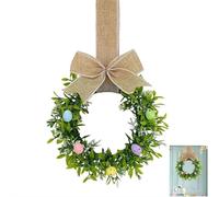 1PC Small Easter Wreaths for Kitchen Cabinet, Mini Artificial Easter Egg Wreath with Ribbon Bow for Window Front Door Table Centerpiece Farmhouse Decor