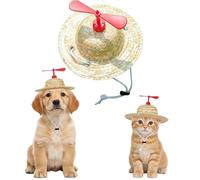 1Pc Small red Flying top Straw Summer Adjustable Cute Dog Outdoor Hat Puppy Kitty Sunhats