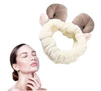 1PC Soft Flannel Headbands Cute Sheep Horn Elastic Hair Band Ultra Soft Hairlace Cosmetic Beauty Tool For Washing Face Shower Spa Facial Mask Skin Care(White) band